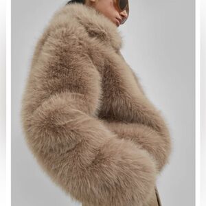 The Frankie Shop Plush Teddy Jacket in Taupe